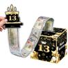 13th Birthday Money Box for Boys Girls, 13 Years Old Birthday Decorations, Fun Pull-Out Cash Gift Box for Parties, Ideal for 13th Birthday Surprises with 35PCS Bags view 1