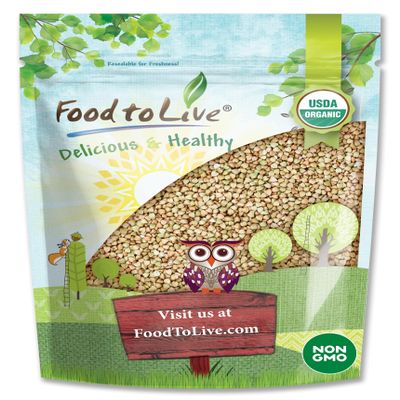 Food to Live - Gluten Free Organic Buckwheat Groats, 1.5 Pounds  Hulled Raw Non-GMO Whole Grain. Quick-Cooking. Perfect for Kasha, Grechka, Cereals