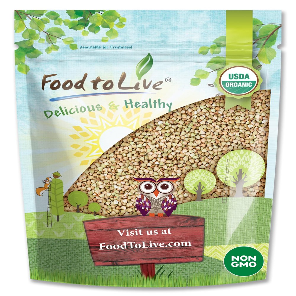 Food to Live - Gluten Free Organic Buckwheat Groats, 1.5 Pounds Hulled Raw Non-GMO Whole Grain. Quick-Cooking. Perfect for Kasha, Grechka, Cereals