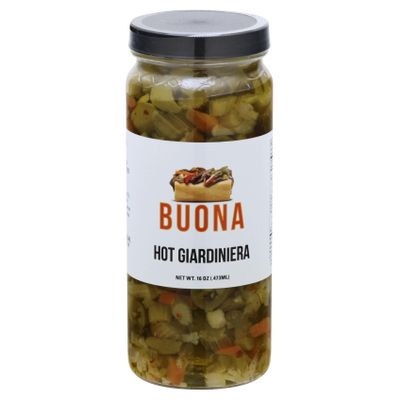 B.uona Beef Hot Giardiniera 16 oz (Pack of 12)