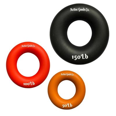 ActiveGoodsCo Hand & Forearm Exerciser - Single ring or Set, Resistance 10-200Lb, Diameter 2.5-3,5in. Visit to see more options (Set of 3-50/100/150Lb)