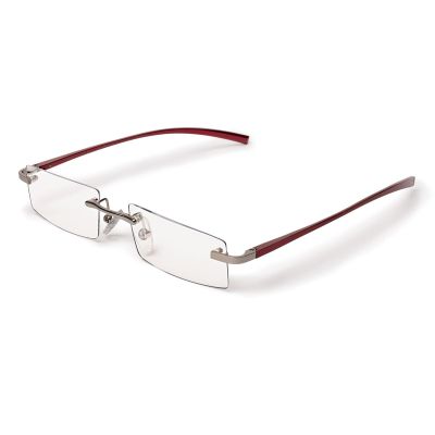 Visualites Rectangle Lightweight Aluminum Rimless Reading Glasses for Men & Women Model X