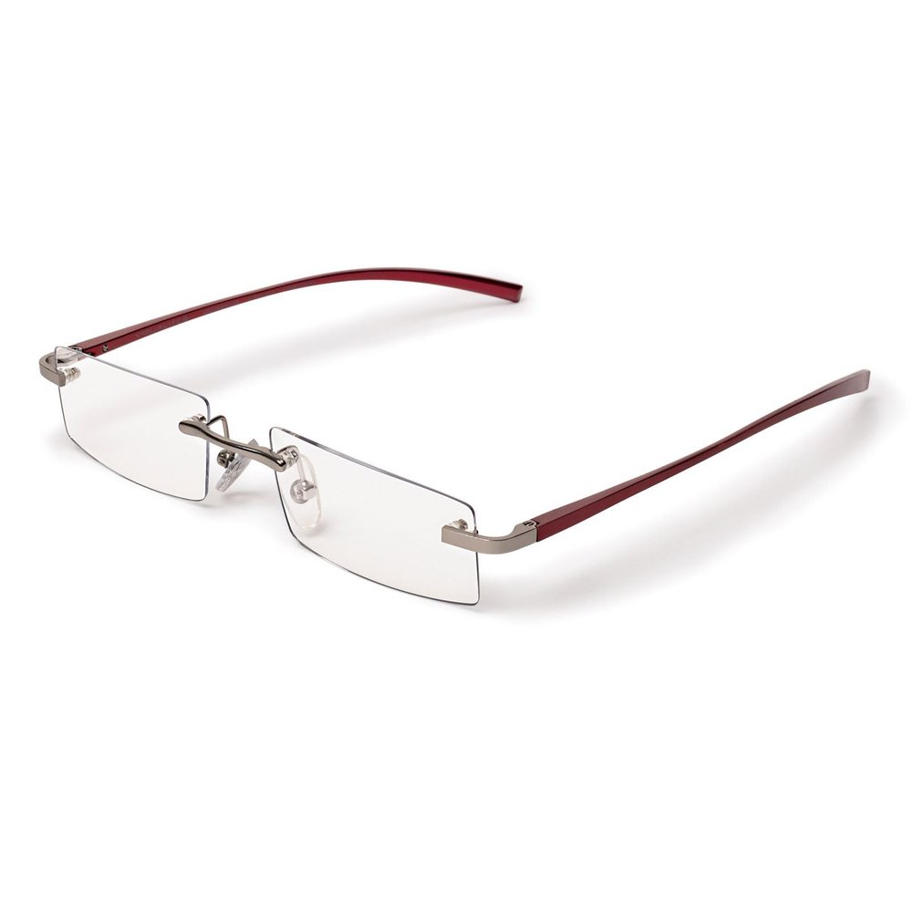 Visualites Rectangle Lightweight Aluminum Rimless Reading Glasses for Men & Women Model X