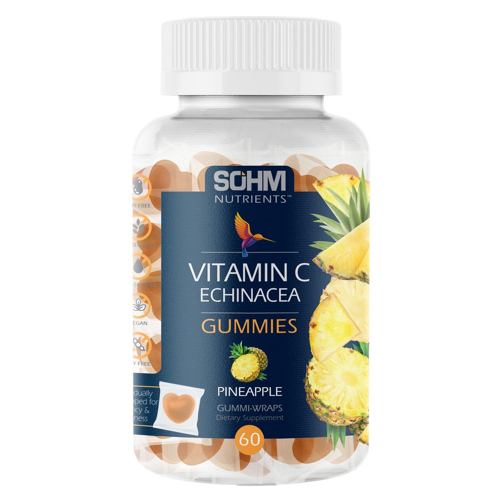 SOHM Individually Wrapped Vitamin C 60000mcg + Echinacea 10000mcg 60 Count, Supports Healthy Immune Health, Vitamin C Gummies,Echinacea Gummies Adults,Vitamin C for Men & Women Vegetarian
