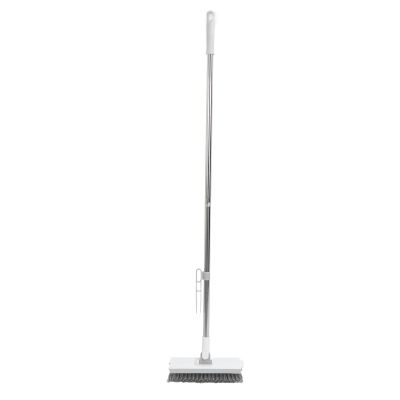 2 in 1 Floor Brush Scrubber, 180 Degree Rotating Long Handle Grout Brush Stiff Bristle Tile Brush for Cleanse Bathroom Kitchen (White)