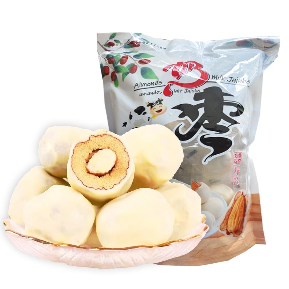SIJIYUNLI-Almonds Milk Jujube 250g/8.81oz High end Product, Red Jujube Preserved Fruit, Nut Sandwich, Milk Flavored Dessert, Suitable for Pregnant Mothers, Elderly and Children