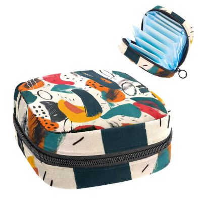 Tampons Collect Bags for Women Girls, Sanitary Napkin Storage Disposal Pouch, Lightweight Menstrual Cup Bag Colorful Abstract Hand Drawn Pattern