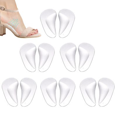 12pcs Arch Support Insoles, Transparent Gel Self-Adhesive Arch Support Shoe Inserts Soft Silicone Foot Arch Cushions Arch Comfort Pads for Women High Heels Sandals Flat Shoes