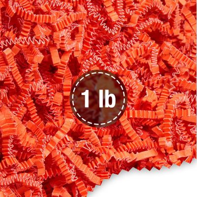 FRILLZ Crinkle Cut Paper Shred Filler for Baskets, Gifts, Packing and Protecting your Halloween, Fall Festival, Birthday and other events (1 pound, Orange)
