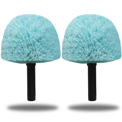 2 Pack Cyan Robust Cobweb Duster Head Brush - Twist-On Web Cleaning Tool, Spider Web Remover Brush Compatible with Standard 3/4 Inch Threaded Poles for Outdoor & Indoor Use, Brush Head Only