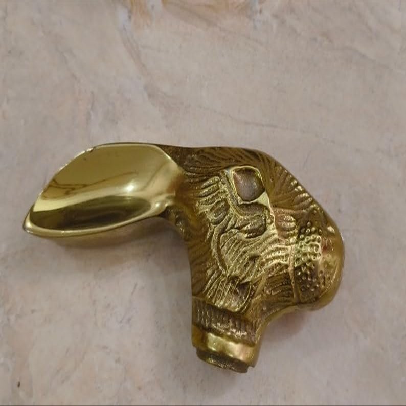 Rabbit Head Handle for Wooden Walking Cane(only Handle) - Unique and Elegant Handcrafted Design (Brass)