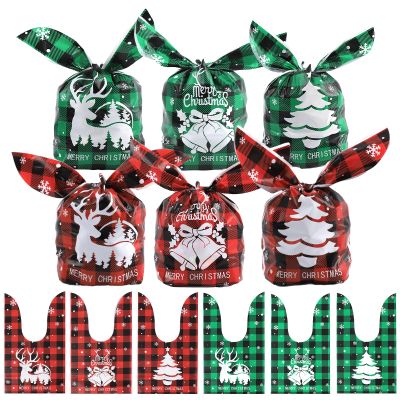 100Pcs 6 Styles Christmas Goodies Bags - Gift Bags for Christmas Party Favors