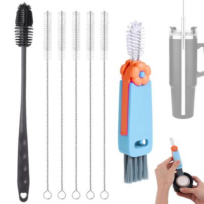6pcs Bottle Cleaner Brush Set for Yeti, 5pcs Stainless Steel Nylon Straw Cup Lid Brushes Plastic Water Bottle Straw Cleaning Brush Compatible with Yeti 25/26/35/42oz