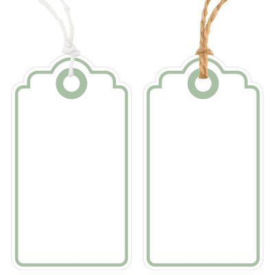 Anwyll Gift Tags with String - 100Pcs Green Gift Bag Tags Personalized White Blank Hanging Paper Label Tag for Baby Shower Birthday Party Wedding Christmas Favor Present