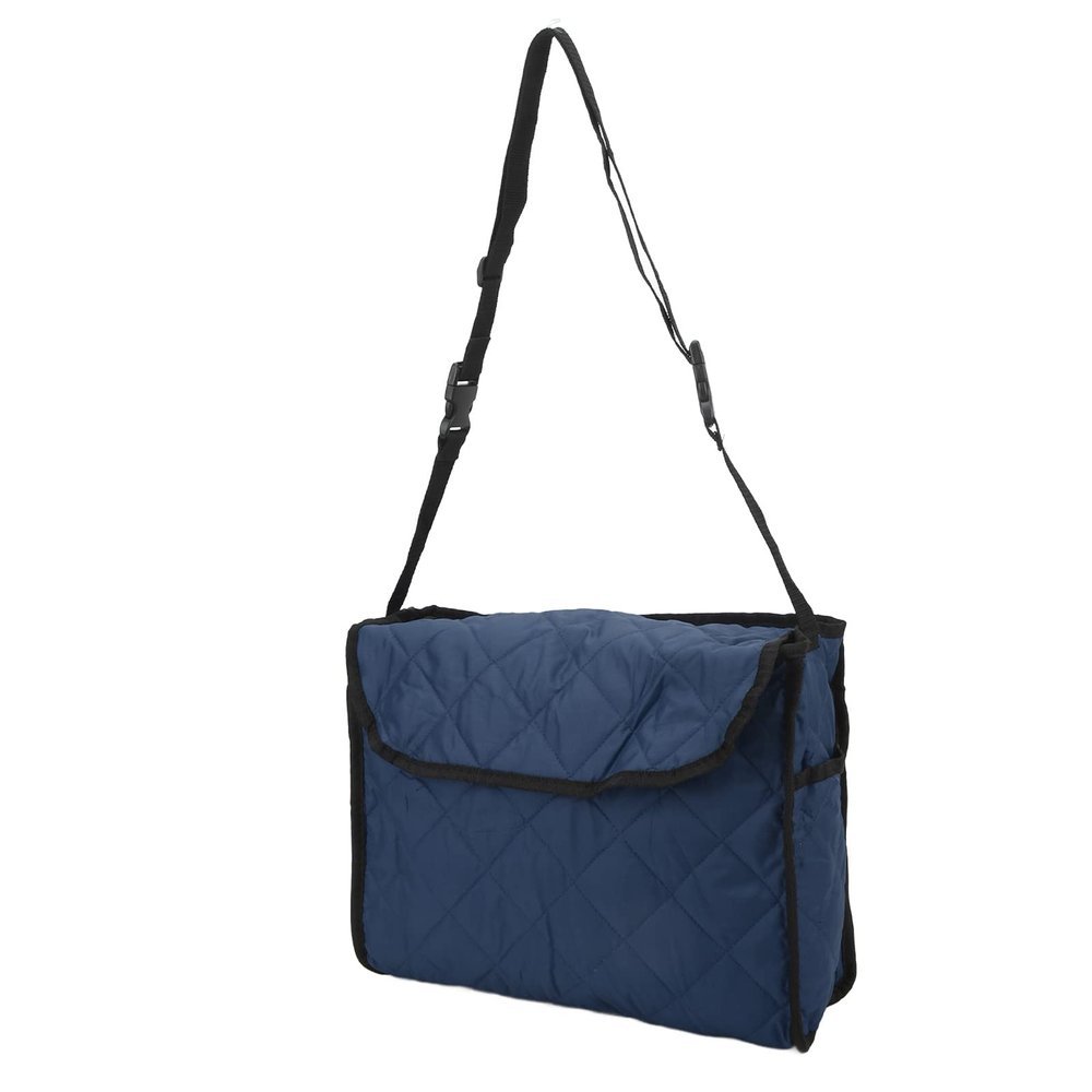 Wheelchair Bag, Quilted Cotton Hanging Wheel Chair Accessories Wheelchair Accessories Bags for Wheelchair Scooter Trolley (Navy Blue)