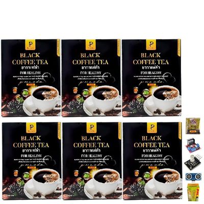 30 Tea Bags/Box Pimnada Black Coffee Tea Delicious Coffee Snack Intense Mush Mellow Set 6 No0617899569 By Beautygoodshop [Get Free For You Beauty Gifts]