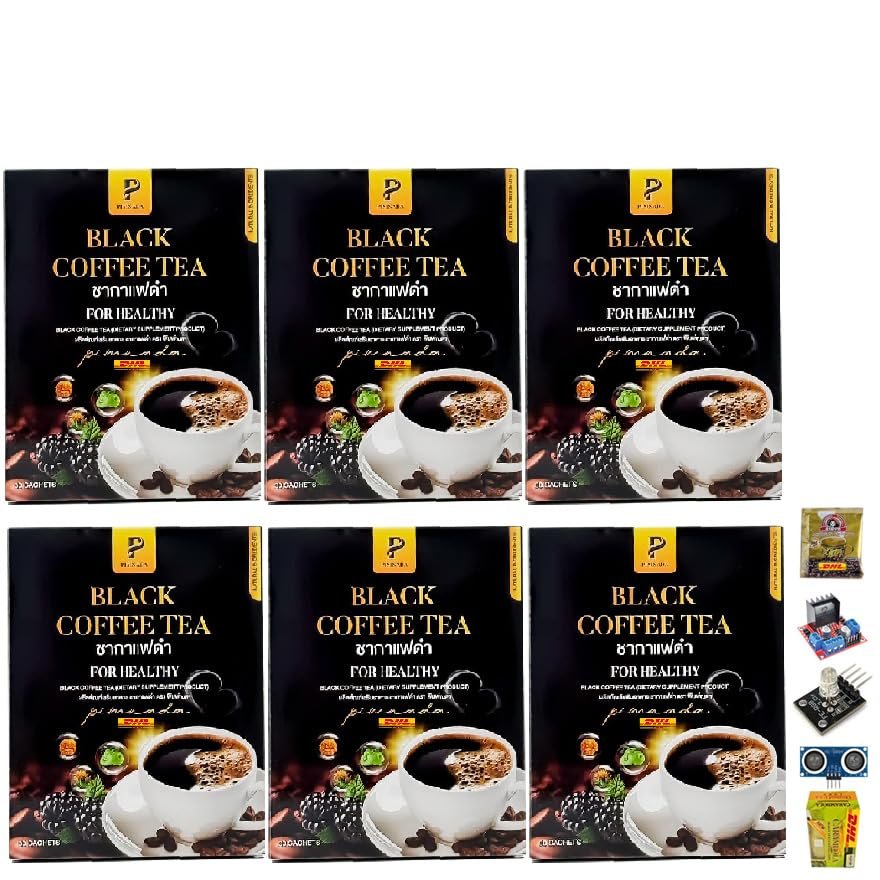 30 Tea Bags/Box Pimnada Black Coffee Tea Delicious Coffee Snack Intense Mush Mellow Set 6 No0617899569 By Beautygoodshop [Get Free For You Beauty Gifts]