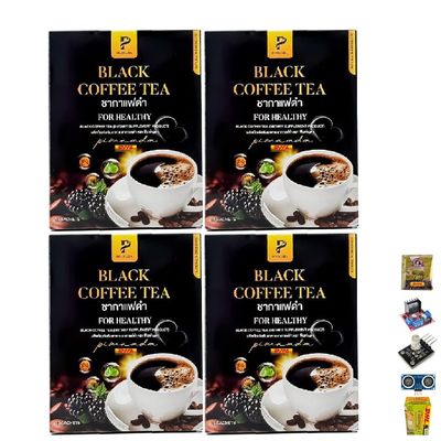 Pimnada Black Coffee Tea 30 Tea Bags/Box Delicious Coffee Snack Intense Mush Mellow (of 4) By Beautygoodshop [Get Free For You Beauty Gifts]