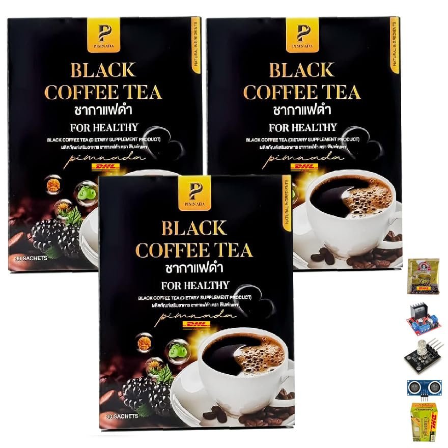 Delicious Coffee Snack Intense Mush Mellow Pimnada Black Coffee Tea 30 Tea Bags/Box (of 3) By Beautygoodshop [Get Free For You Beauty Gifts]
