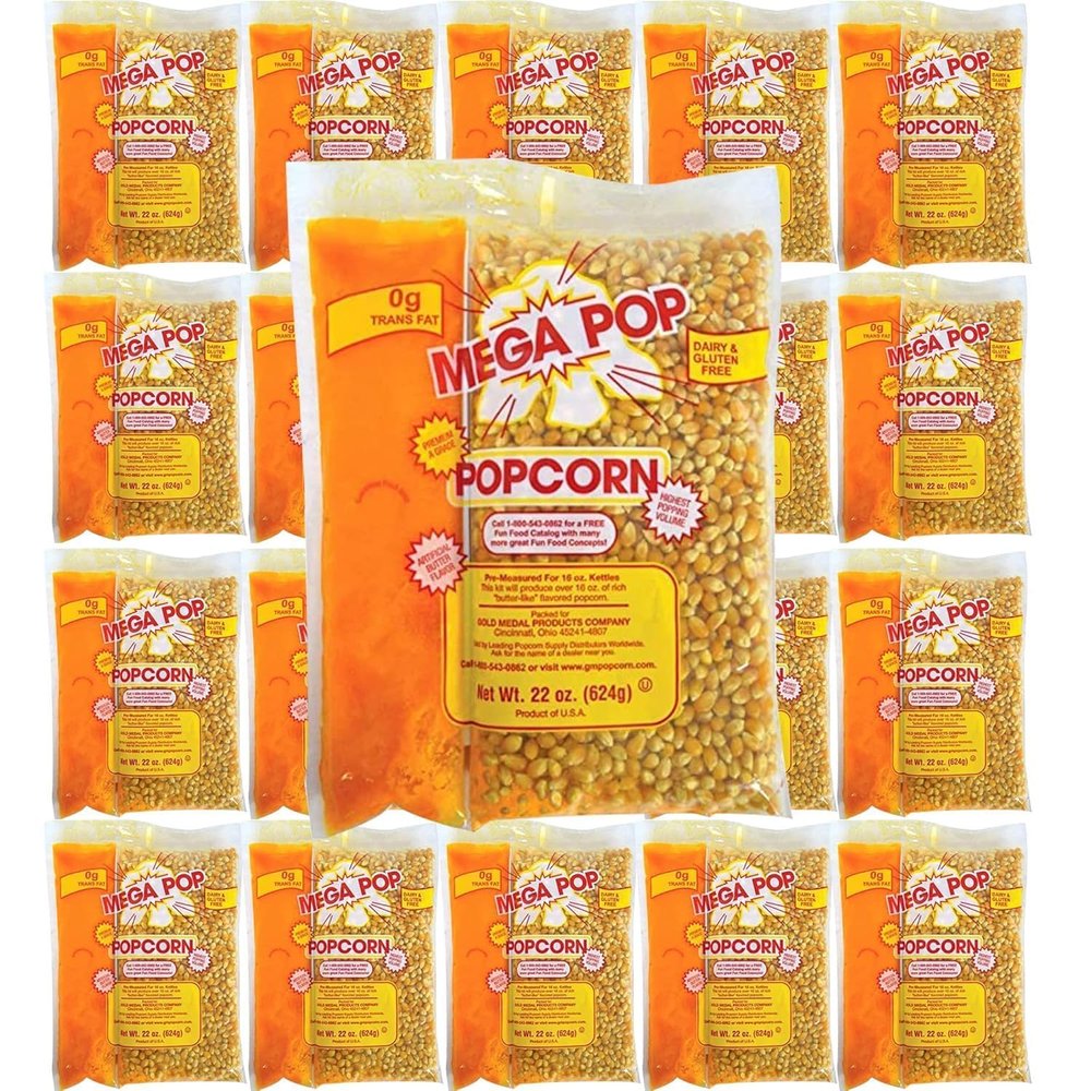 Mega-pop Popcorn 20 count, Oil and Salt Kit with Coconut Oil - Flavored Popcorn - Butter Corn/Oil/Salt Kits,22 oz