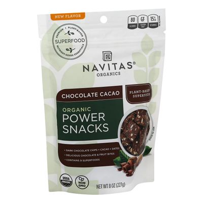 N.avitas Organic Chocolate Cacao Power Snacks 8 oz (Pack of 12)