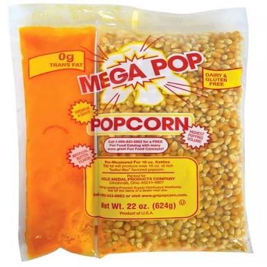 Mega-pop Popcorn 2 count, Oil and Salt Kit with Coconut Oil - Flavored Popcorn - Butter Corn/Oil/Salt Kits,22 oz