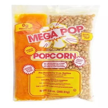 Mega-pop Popcorn 1 count, Oil and Salt Kit with Coconut Oil - Flavored Popcorn - Butter Corn/Oil/Salt Kits, oz (Bag, 10.6 oz - 1 Pack)