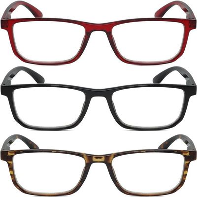 Calabria R861 3 Pack Reading Glasses +2.75 Red Crystal/Black/Tortoise Men Women Trendy Modern Fashion Readers w/Zipper Case