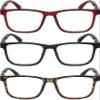 Calabria R861 3 Pack Reading Glasses +2.75 Red Crystal/Black/Tortoise Men Women Trendy Modern Fashion Readers w/Zipper Case view 1
