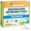 Dishwasher Detergent Pods Free & Clear, Unscented, Eco Friendly, Cuts Grease, 64 Count, Powerful Formula for Sparkling Clean Dishes, Automatic Dishwasher Safe view 1