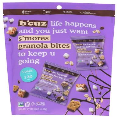 B.cuz Snacks Granola Bites Smores 5 oz (Pack of 6)