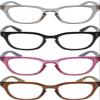 Calabria R860 4 PACK Cat Eye Reading Glasses +3.50 Grey Crystal/Black/Pink/Brown Womens Trendy Modern Readers w/Zipper Case view 1