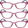 Calabria R860 3 PACK Cateye Reading Glasses 2.00 Pink Crystal Holographic Women Trendy Modern Fashion Readers w/Zipper Case view 1