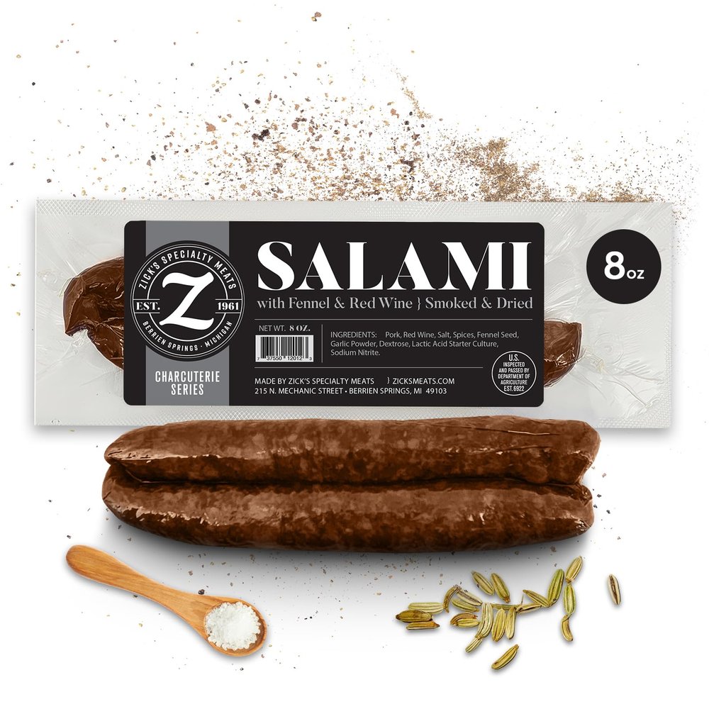 Zick's Specialty Meats Salami w/Fennel & Red Wine, 8oz