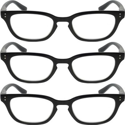 Calabria R860 3 PACK Cat Eye Reading Glasses +3.50 Black Gold Stripes Crystal Women's Trendy Fashion Readers w/Zipper Case
