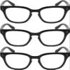 Calabria R860 3 PACK Cat Eye Reading Glasses +3.50 Black Gold Stripes Crystal Women's Trendy Fashion Readers w/Zipper Case view 1