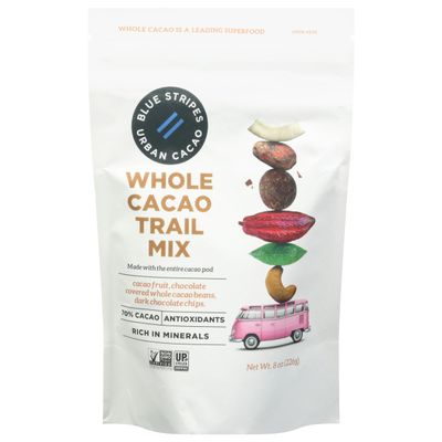 B.lue Stripes Trail Mix Whole Cacao 8OZ Pack of 6