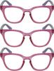 Calabria R860 3 PACK Cateye Reading Glasses 1.25 Pink Crystal Holographic Women Trendy Modern Fashion Readers w/Zipper Case view 1