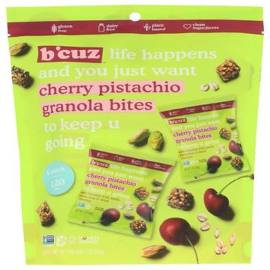 B.cuz Snacks Granola Bites Cherry Pistachio 5 oz (Pack of 6)