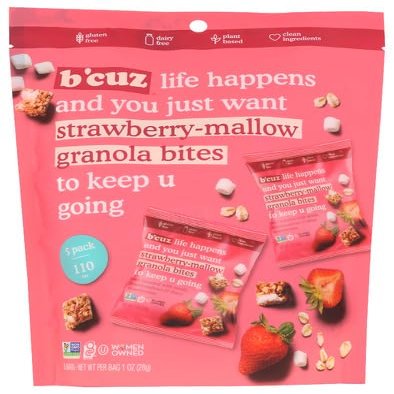 B.cuz Snacks Granola Bites Straw Mallows 5 oz (Pack of 6)