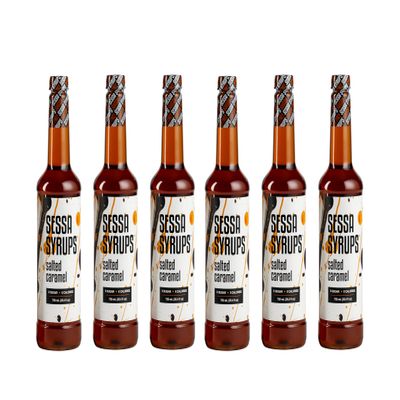 Sessa Syrups Sugar Free Salted Caramel Syrup - 25.4 Fl Oz - 6 Pack - Keto-Friendly, Zero Calorie, Gluten-Free - Natural Flavoring for Coffee, Tea, Cocktails, and More