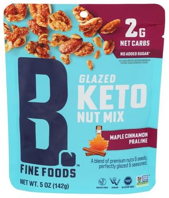 B.ubba's Fine Foods Keto Maple Cinnamon Praline Nut Mix 5OZ Pack of 6