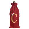 Burlap Wine Bag Christmas Wine Bag With Letters Wine Champagne Gift Bag With Drawstring Letter C view 1