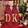 Burlap Wine Bag Christmas Wine Bag With Letters Wine Champagne Gift Bag With Drawstring Letter C view 4