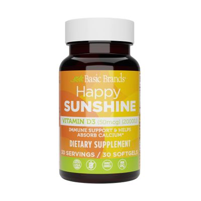 Basic Brands Happy Sunshine Vitamin D3, 2000IU, 30 Count