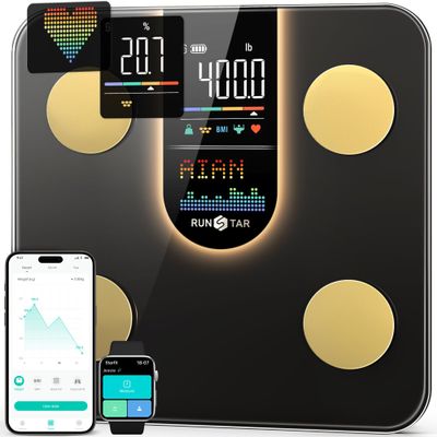 RunStar Scale for Body Weight, Smart Scale with 8-in-1 VA Display, High Precision Bathroom Digital Scale for Body Weight Heart Rate BMI Body Fat 22 Body Composition Sync APP, FSA&HSA Eligible