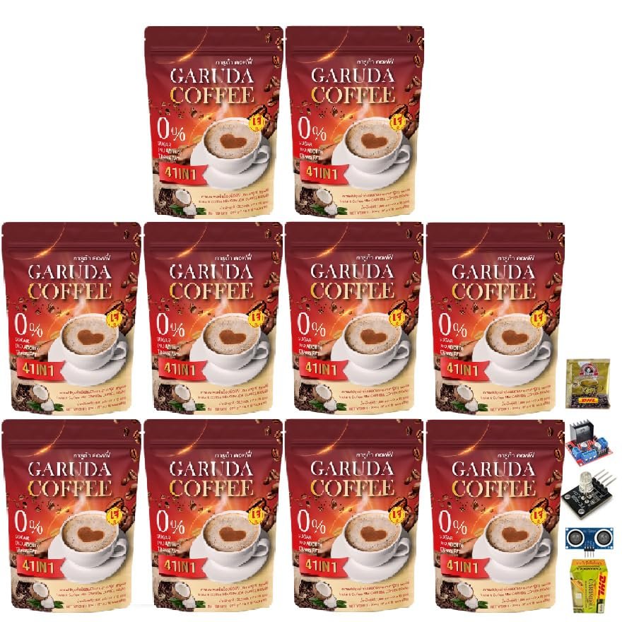 Garudacoffee 41 in 1 Delicious Roasted Arabica Coffee Vegan Snack Delicious Intense Mush Mellow 18 Sachets/Pack Set 10 By Beautygoodshop [Get Free For You Beauty Gifts]