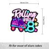 "Rolling into" cake topper roller skating theme 8th birthday happy roller skates decoration, boy and girl birthday party, club hip hop party, or disco party decoration, birthday gift for kids.LIANGSS view 2