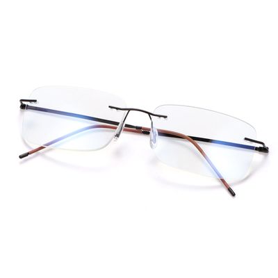 PEEPAI Progressive Multifocus Rimless Reading Glasses Titanium Computer Anti UV Blue Light Readers Transition Lightweight Presbyopia Eyeglasses for Men Women 2.0