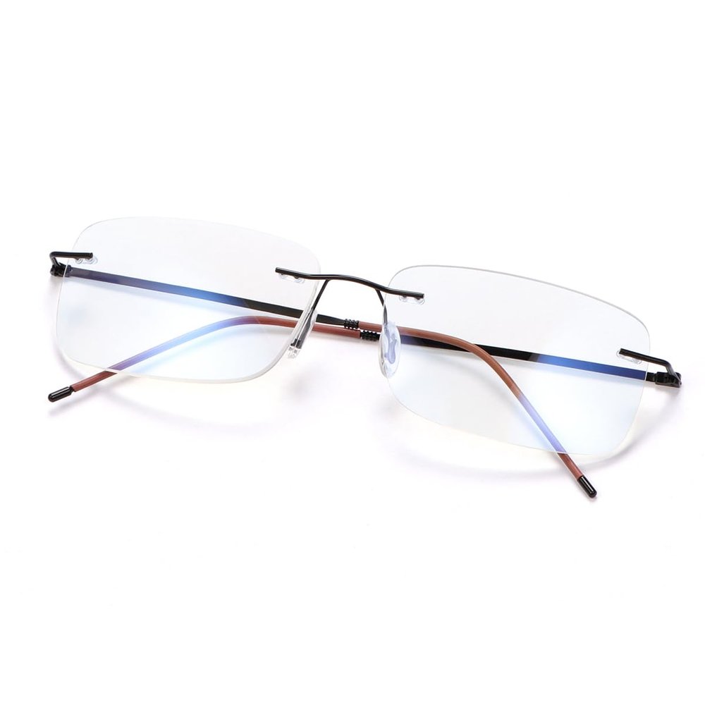 PEEPAI Progressive Multifocus Rimless Reading Glasses Titanium Computer Anti UV Blue Light Readers Transition Lightweight Presbyopia Eyeglasses for Men Women 2.0